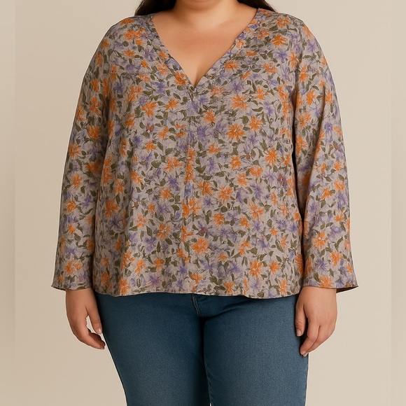 Vince Floral Wisteria Vine‎ Button-Up Blouse - Picture 1 of 10
